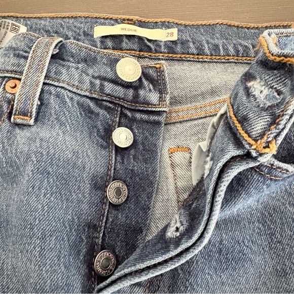 Levi’s Premium Wedgie Straight Ankle Jeans High Rise Button Fly Vintage Blue 28 - Picture 6 of 16
